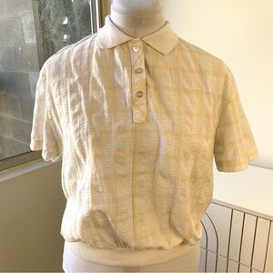 Vintage David Peet Pastel Plaid Seersucker Polo (Made in USA)